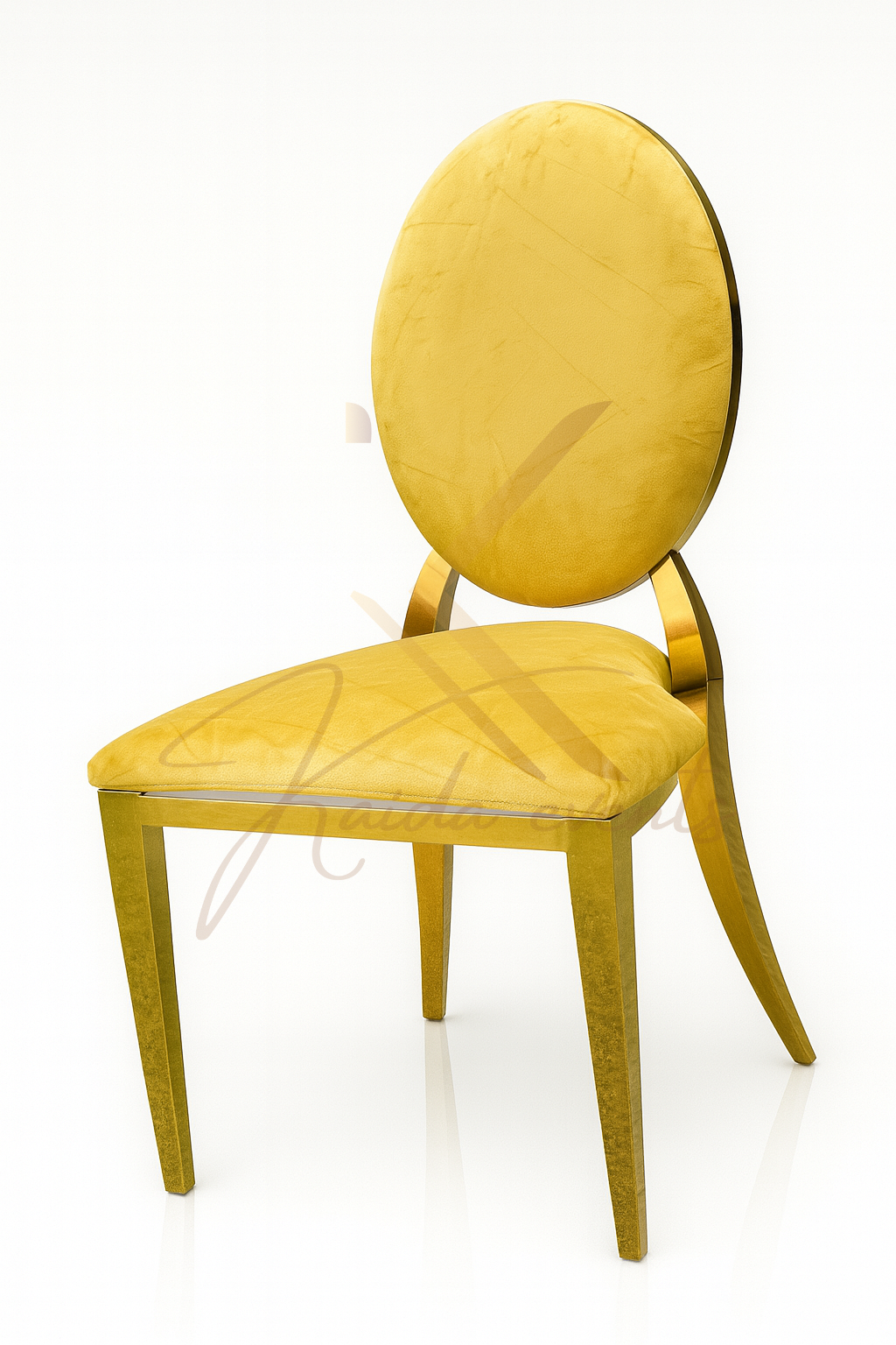 Chaise medaillon vert moutard