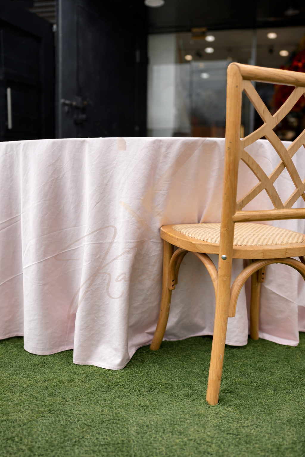 Nappe ronde rose baby satine