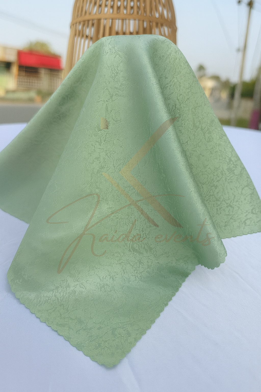 Serviette de table vert sauge motif