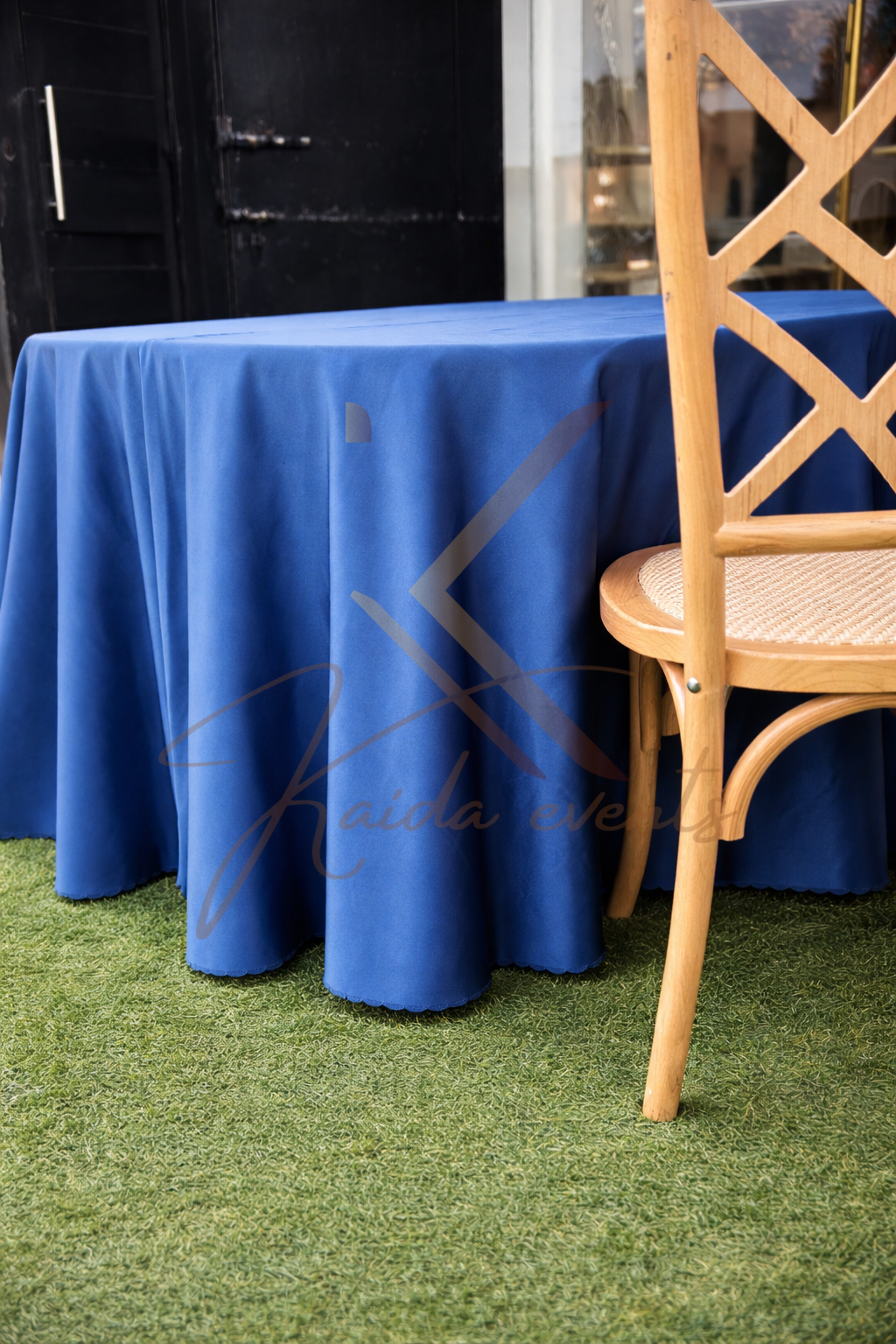 Nappe ronde bleu marine satine