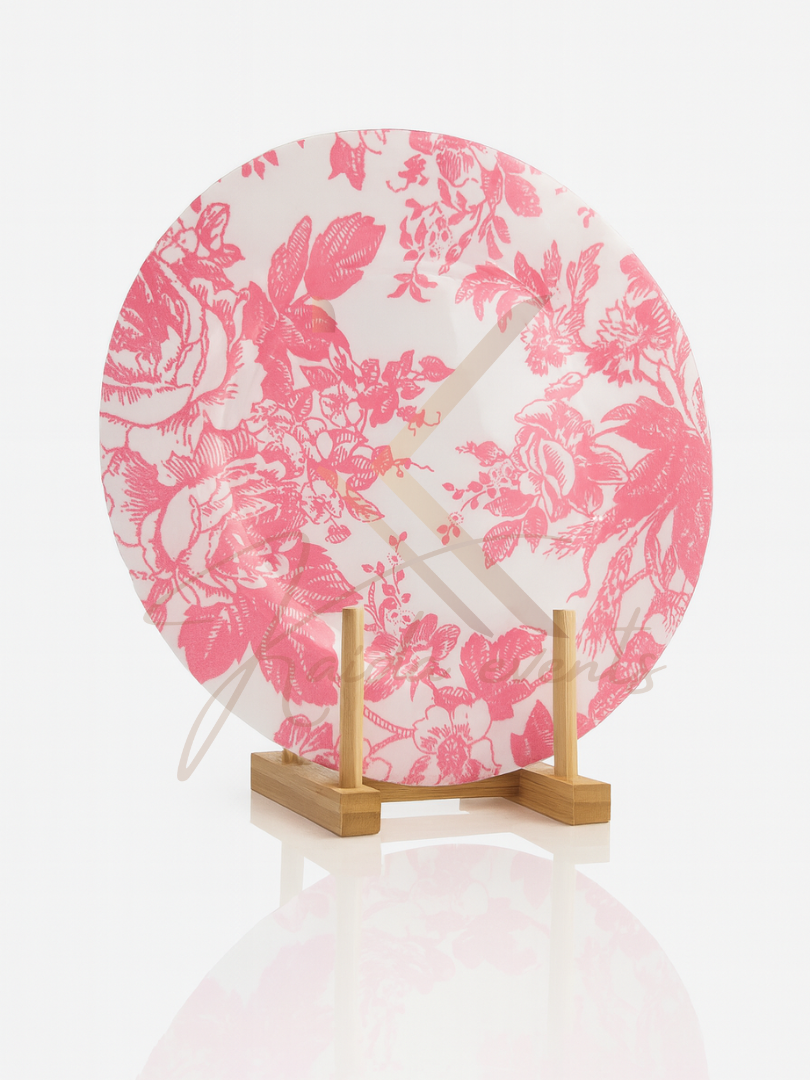 Assiette de présentation fleurie rose