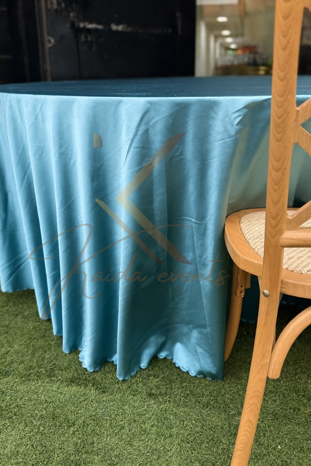 Nappe bleu satinée