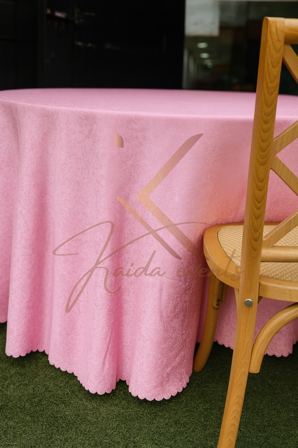Nappe ronde rose clair motif