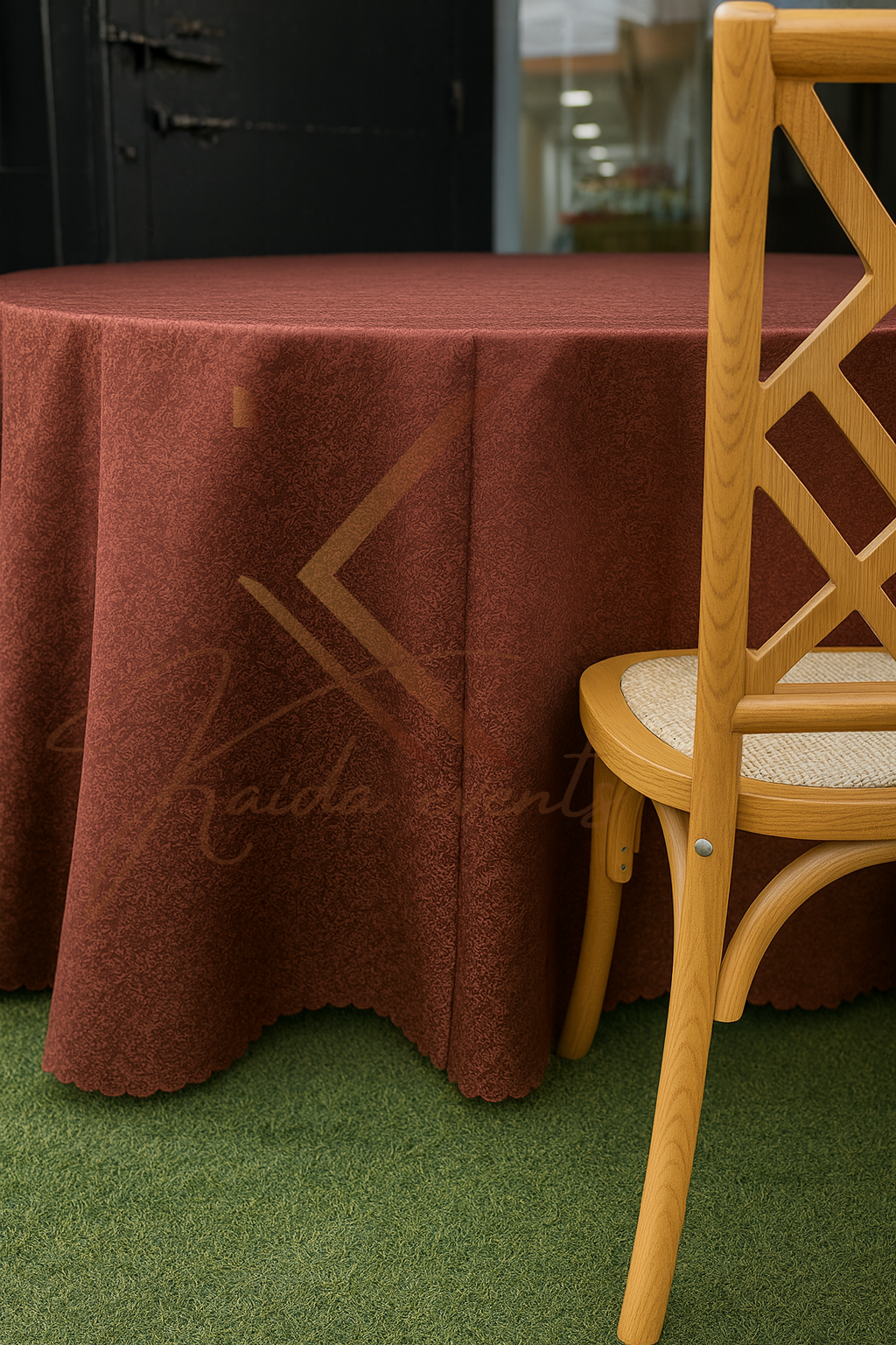 Nappe ronde MARRON motif