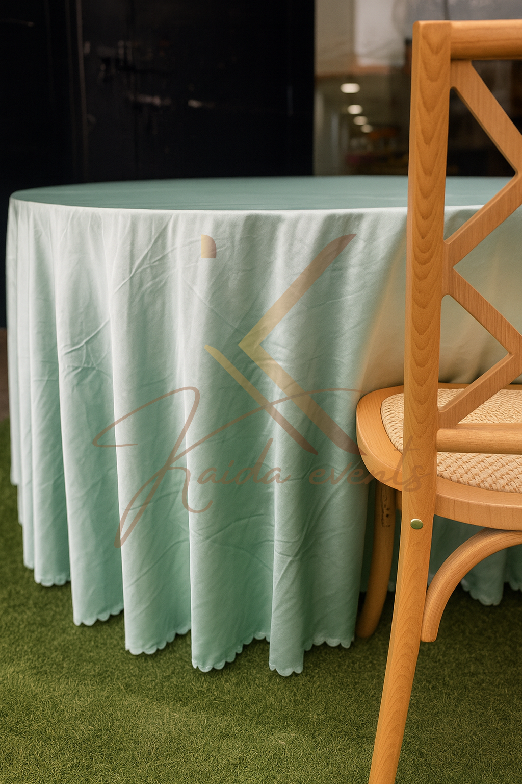 Nappe ronde vert sauge satinée